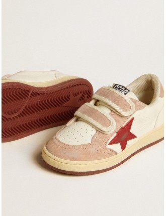 Ball Star Junior in nappa con stella in nappa e talloncino in suede rosa