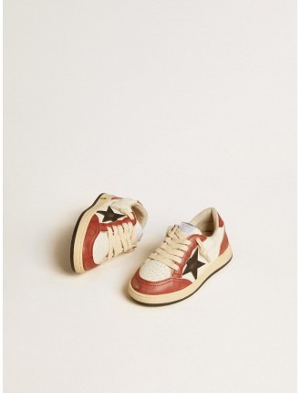 Ball Star Junior in nappa con stella nera e inserti in pelle rossa