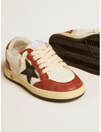 Ball Star Junior in nappa con stella nera e inserti in pelle rossa