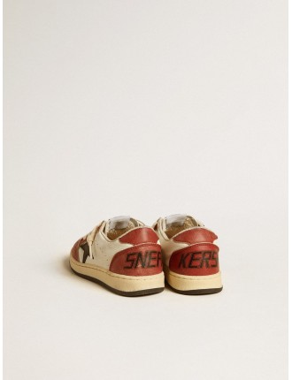 Ball Star Junior in nappa con stella nera e inserti in pelle rossa