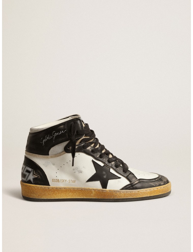 Sky-Star in nappa bianca con stella in pelle nera