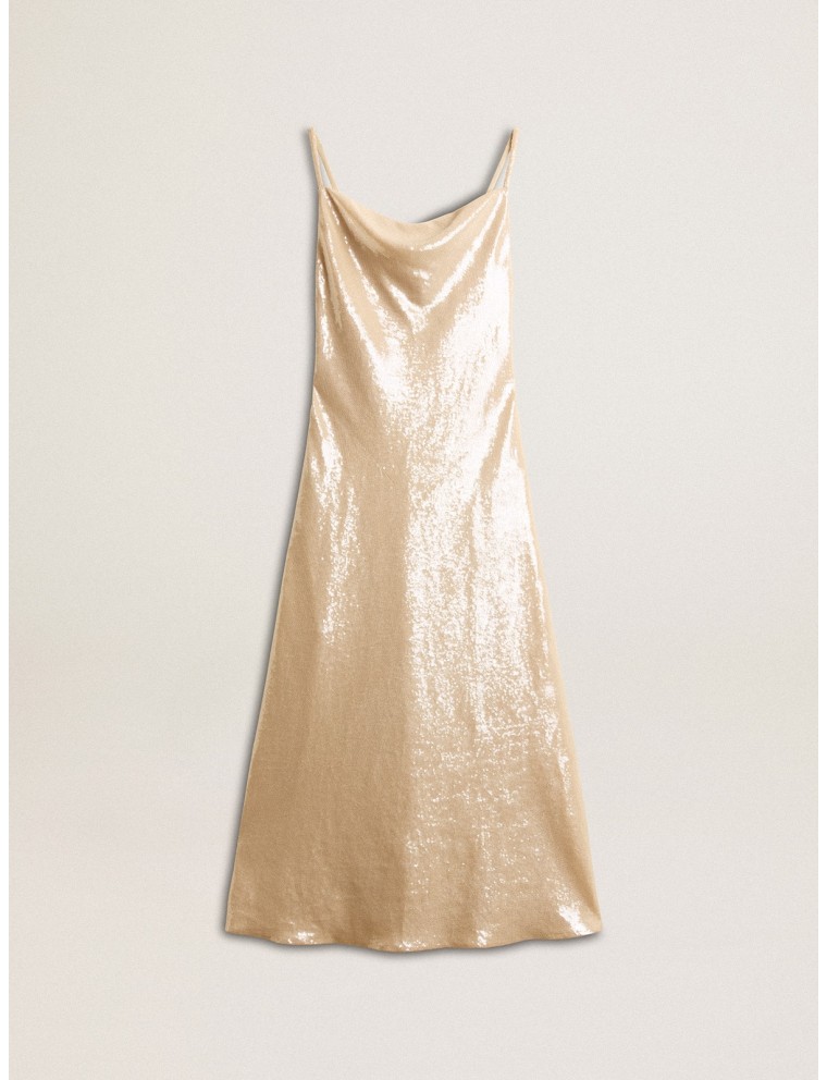 Sleep dress in paillettes color pergamena