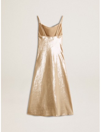 Sleep dress in paillettes color pergamena