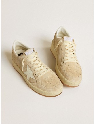 Ball Star 2 in suede beige con stella e talloncino in pelle bianca