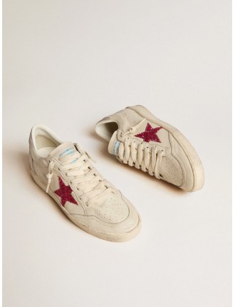 Ball Star LTD con stella in glitter fucsia e talloncino in suede grigio chiaro