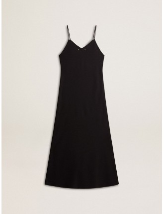 Slip dress da donna di colore nero con ricami