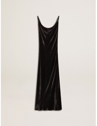 Slip dress da donna effetto velluto di colore nero