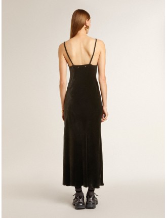 Slip dress da donna effetto velluto di colore nero