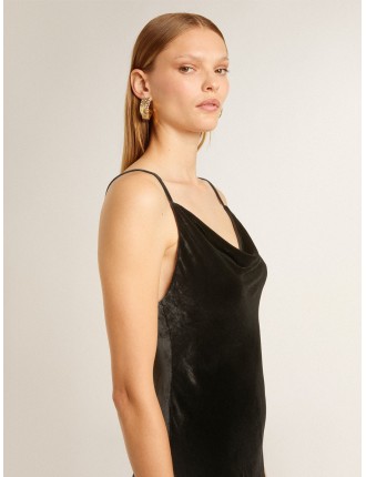 Slip dress da donna effetto velluto di colore nero