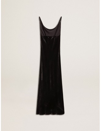 Slip dress da donna effetto velluto di colore nero