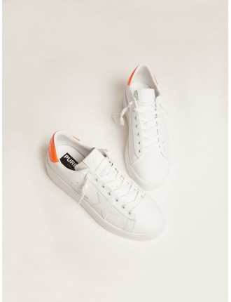 Sneaker Purestar bianche con talloncino arancio fluo