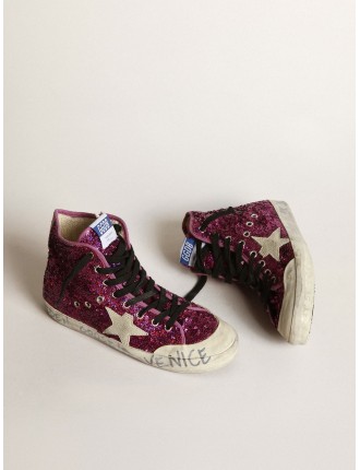 Sneakers Francy con paillettes e scritta a mano sulla suola