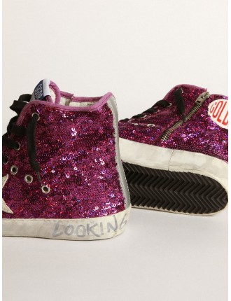 Sneakers Francy con paillettes e scritta a mano sulla suola