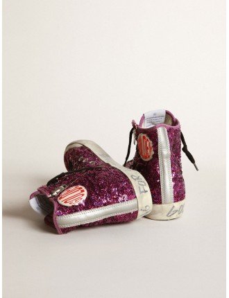 Sneakers Francy con paillettes e scritta a mano sulla suola