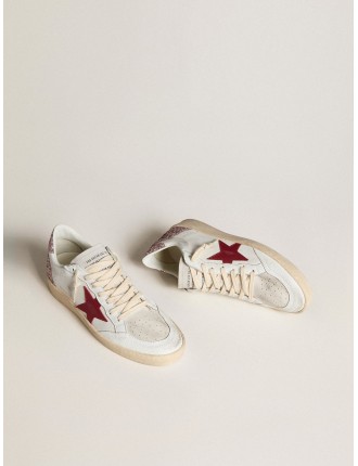 Ball Star LTD Donna con stella in pelle rossa e talloncino in glitter rosa