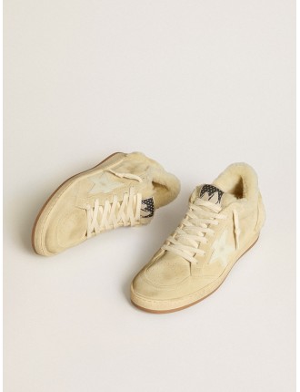 Ball Star LTD Donna in suede e shearling con stella in pelle verniciata bianca