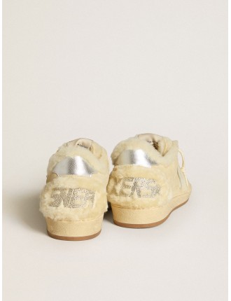 Ball Star LTD Donna in suede e shearling con stella in pelle verniciata bianca