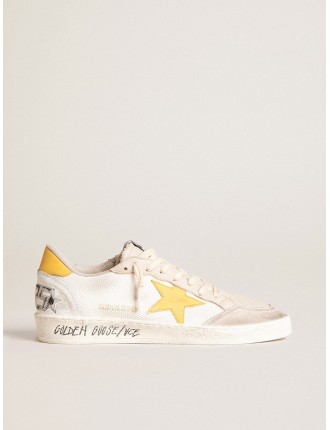 Ball Star LTD in rete bianca con stella e talloncino in pelle gialla