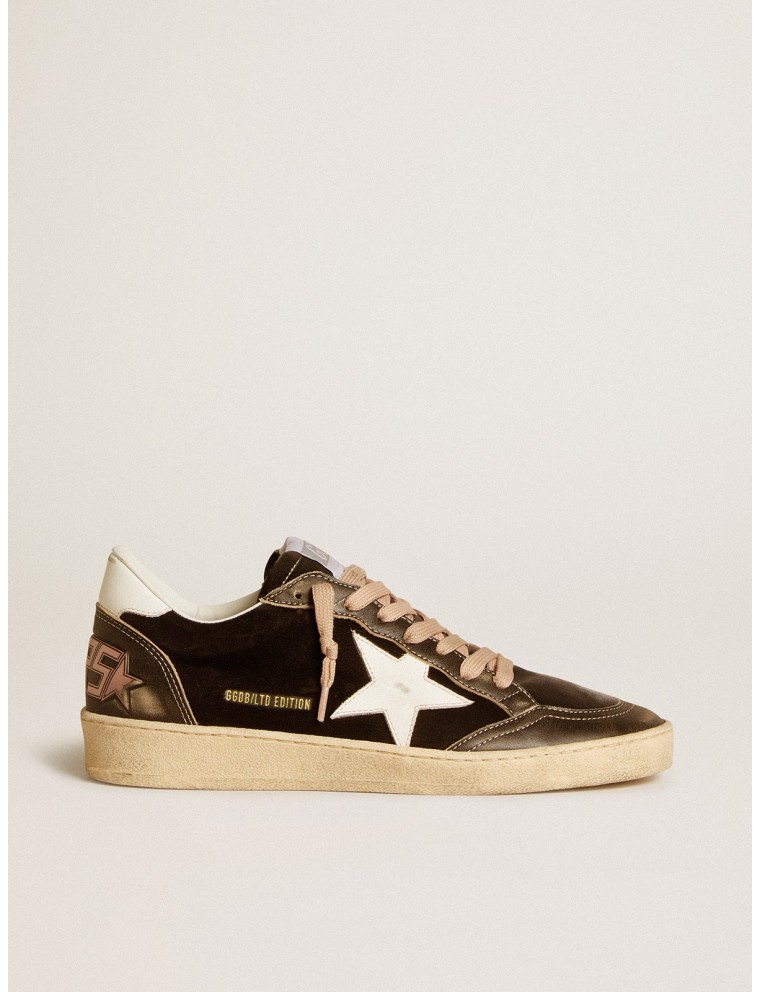 Ball Star LTD in velluto nero con stella e talloncino in pelle bianca