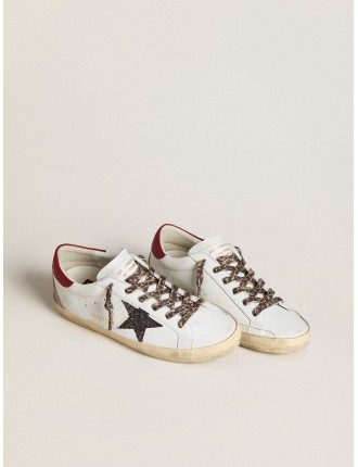 Super-Star Donna in nappa con stella in glitter e talloncino in nappa rossa