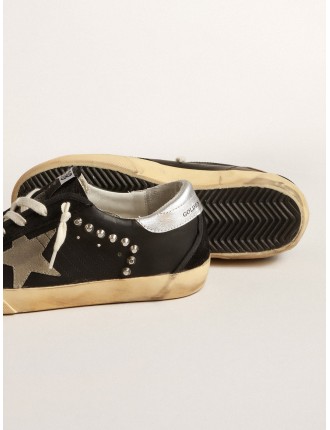 Super-Star Donna in pelle e suede neri con borchie color argento