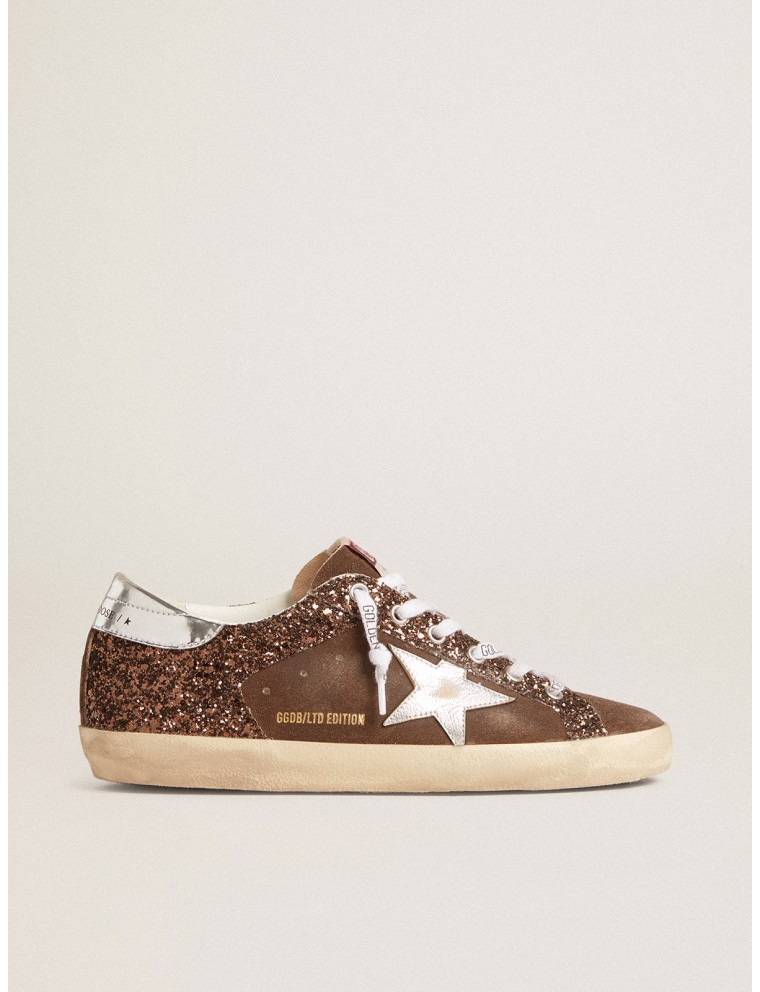 Super-Star Donna LTD in glitter marroni e suede con stella e talloncino in pelle