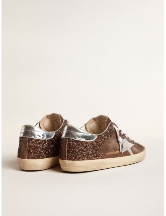 Super-Star Donna LTD in glitter marroni e suede con stella e talloncino in pelle