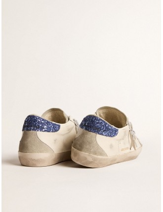 Super-Star Donna LTD in nappa con stella platino e talloncino in glitter blu