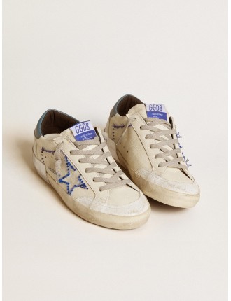 Super-Star Donna LTD in nappa con stella ricamata e talloncino in pelle