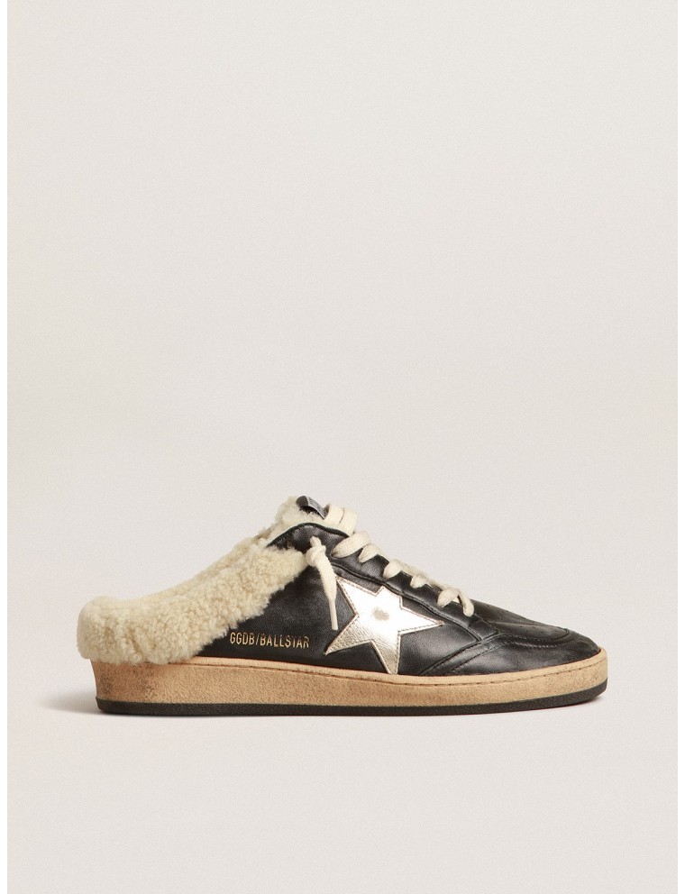 Ball Star Sabot in nappa con stella platino e fodera in shearling