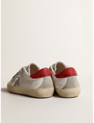 Super-Star Junior con stella in suede e talloncino in pelle rossa