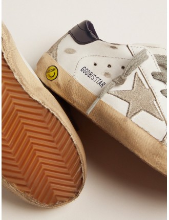 Super-Star Junior con stella in suede grigio e talloncino blu