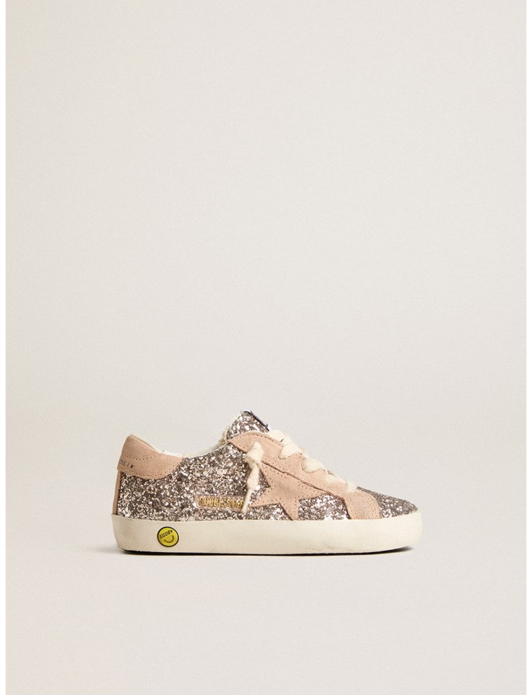 Super-Star Junior in glitter con stella e talloncino in suede