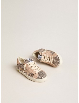 Super-Star Junior in glitter con stella e talloncino in suede