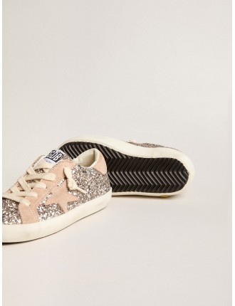 Super-Star Junior in glitter con stella e talloncino in suede