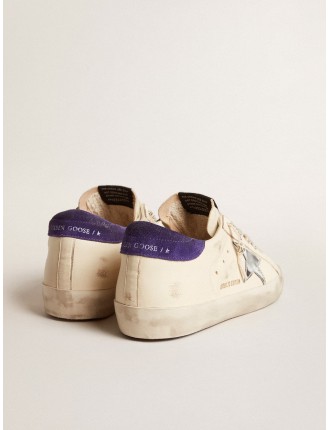 Super-Star LTD in nappa con stella laminata e talloncino in suede viola