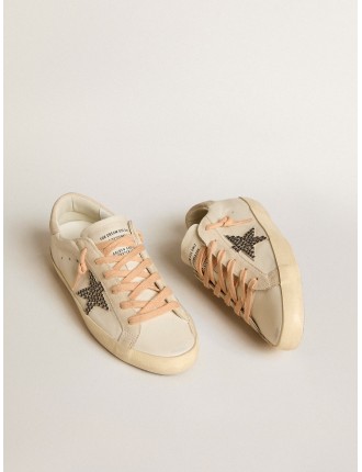 Super-Star LTD in pelle con stella in suede beige con borchie Swarovski