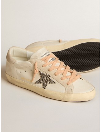 Super-Star LTD in pelle con stella in suede beige con borchie Swarovski