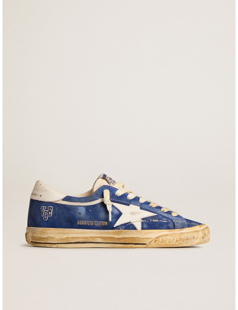 Super-Star LTD in suede blu con stella e talloncino in pelle bianca