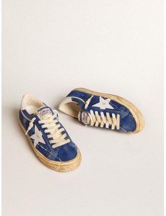 Super-Star LTD in suede blu con stella e talloncino in pelle bianca