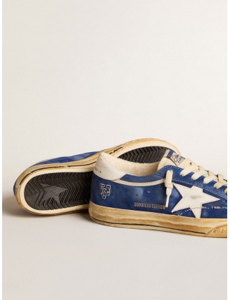 Super-Star LTD in suede blu con stella e talloncino in pelle bianca