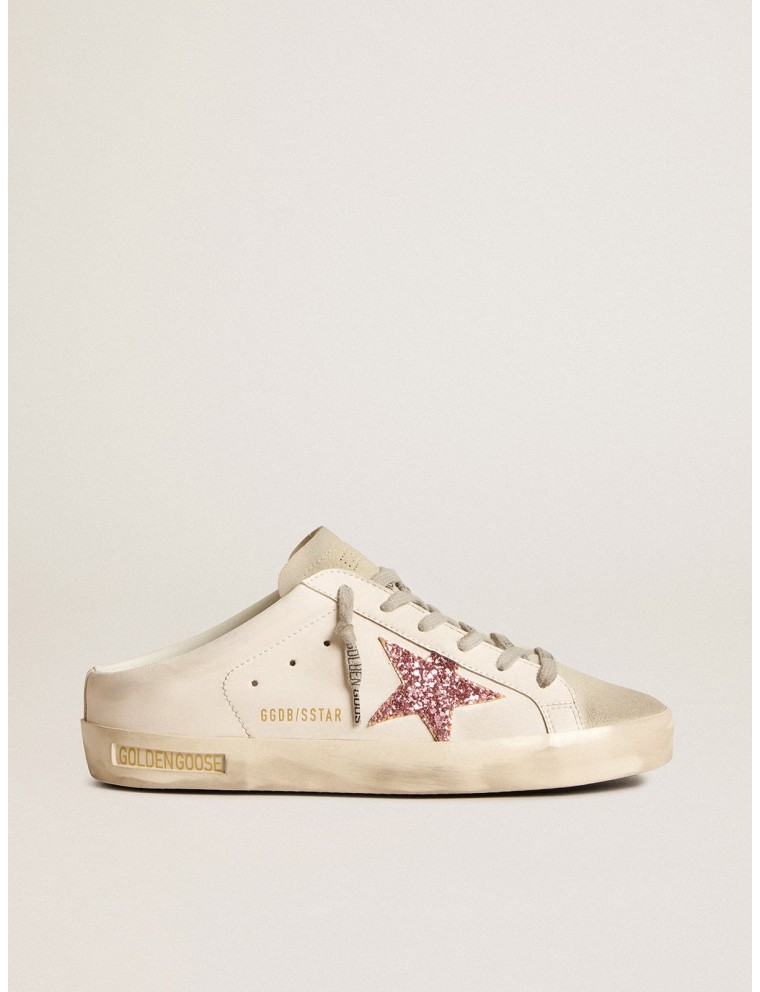 Super-Star Sabot bio-based con stella in glitter rosa e punta in suede