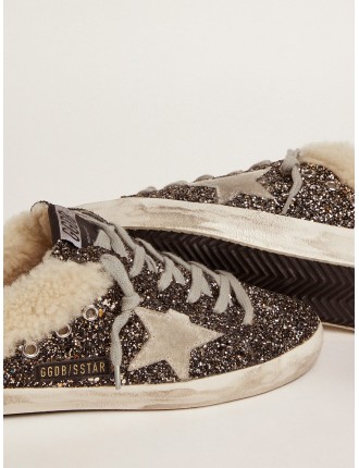 Super-Star sabot Donna con glitter e interno shearling