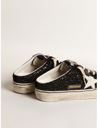 Super-Star Sabot in glitter neri con stella bio-based bianca