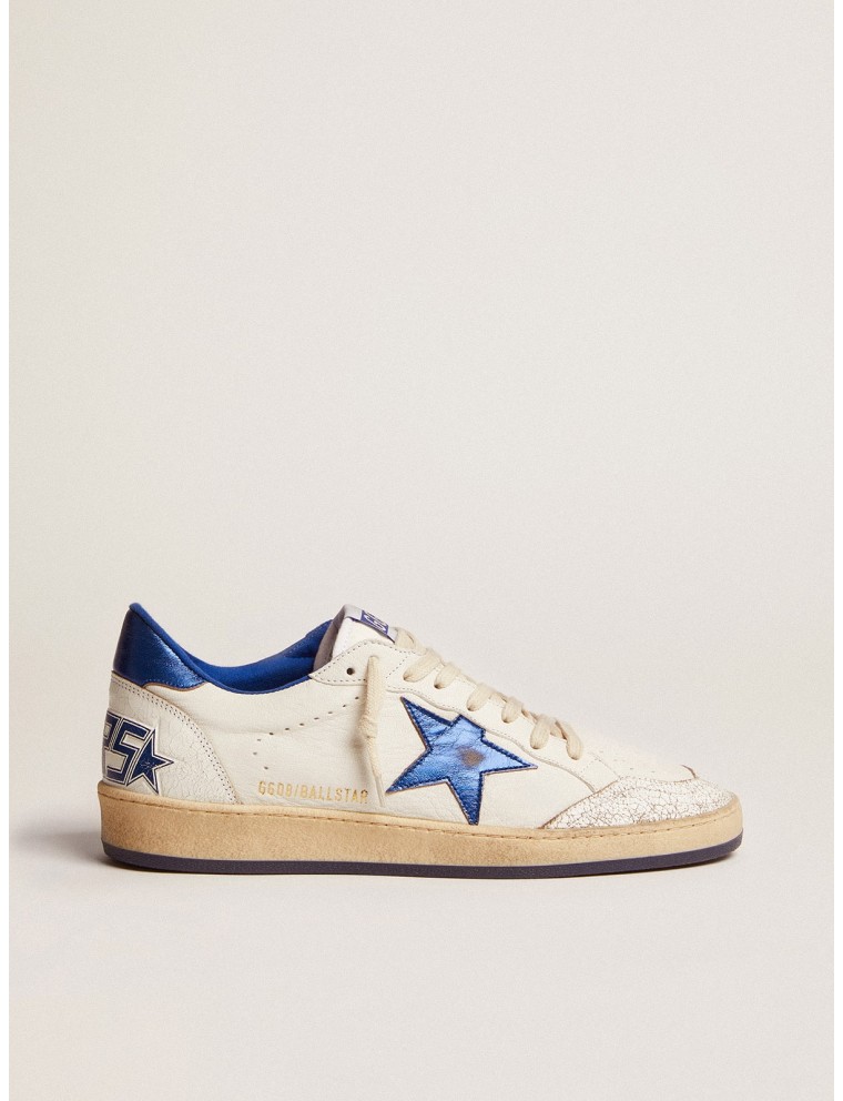 Ball Star Uomo in nappa bianca con stella e talloncino bluette