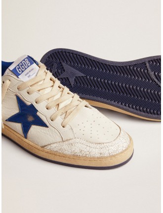 Ball Star Uomo in nappa bianca con stella e talloncino bluette