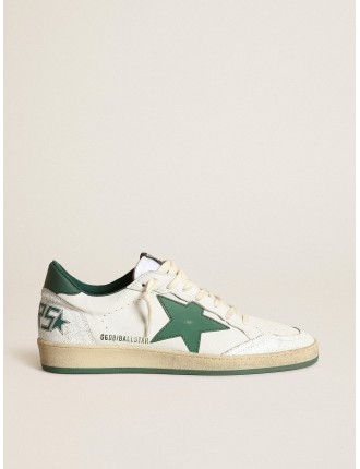 Ball Star Uomo in nappa bianca con stella e talloncino in pelle verde