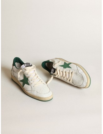 Ball Star Uomo in nappa bianca con stella e talloncino in pelle verde