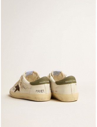 Super-Star Uomo LTD in nappa con stella in suede marrone e talloncino verde