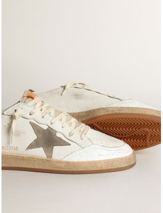 Ball Star Uomo in nappa bianca con stella in suede tortora